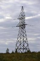 High voltage power line in the steppe field photo