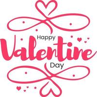 happy valentines day lettering on heart frame illustration vector