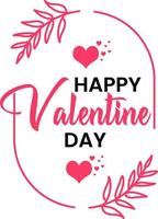 happy valentines day lettering on heart frame illustration vector