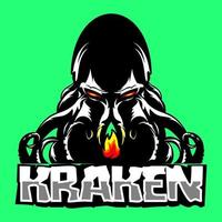 kraken and flame logo vector