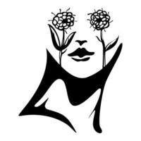 cara de mujer y arte floral vector