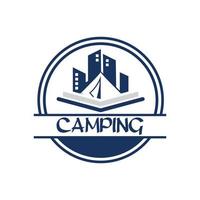 logotipo del campamento de libros, logotipo de aventura vector