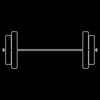 Barbell white outline icon vector