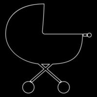 Baby carriage white outline icon vector
