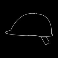 Safety helmet white outline icon vector