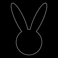 Hare or rabbit head white outline icon vector