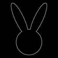 Hare or rabbit head white outline icon vector