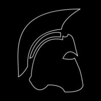 Spartan helmet white outline icon vector