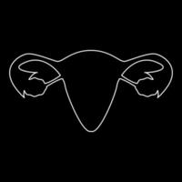 Uterus white outline icon vector