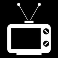 icono de tv antiguo color blanco vector