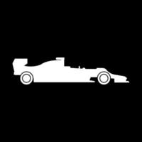 Silhouette of a racing car icon white color vector