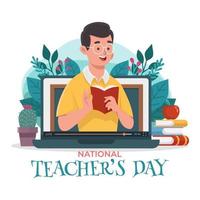 Teacher Teaching Online Class vector