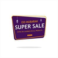 30 percent cashback offer on Eid mubarak Sale template or flyer design for advertising concept. vector