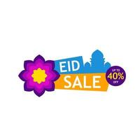 Eid sale banner with mosque. special offers promo for your seasonal design vector