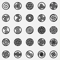 conjunto de diseño de vector de icono espiral negro