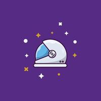 Astronaut Helm Flat Vector Illustration Icon On Purple Background for web, landing page, sticker, banner, card, t-shirt