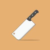 Butcher Knife Vector Icon Illustration. Kitchen Knife Vector. Flat Cartoon Style Suitable for Web Landing Page, Banner, Flyer, Sticker, T-Shirt, Card