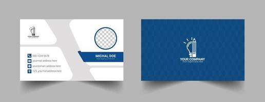 Creative business card design template, blue and white color business card template vector