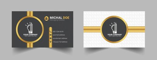 Black and Golden color Creative business card template design vector