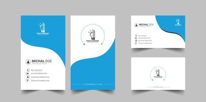 Blue and White Colors Business card design, Creative and Clean Horizontal and Vertical Business Card Template design vector