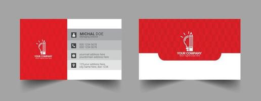 diseño de tarjeta de visita en colores rojo y blanco, diseño de plantilla de tarjeta de visita de doble cara creativo y limpio vector