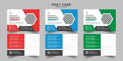 Corporate business or marketing agency postcard template design and EDDM postcard design template vector