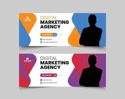 agencia de marketing digital y diseño de banner de portada de promoción comercial, plantilla de banner web de agencia de negocios creativos vector