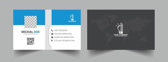 Blue color creative business card template with font side image vector