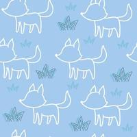 Fox lines seamless pattern vector