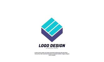 impresionante idea creativa para la empresa de logotipos o la construcción y el vector de diseño plano colorido de negocios