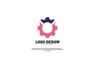 stock vector abstract creative idea logo gear for brand company and business colorful design template