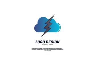 awesome cloud flash company business multicolor design logo with flat design vector