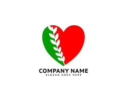 Leaves with love logo design template vector