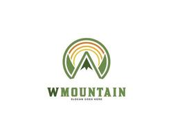Initial Letter W Mountain Logo Vector Icon Illustration