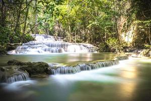 Long exposure of Huay Mae Khamin Waterfall in Srinakarin Dam National Park. Kanchanaburi Thailand. cascade waterfall tropical forest photo