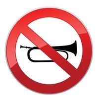 No noise sign. No loud sound icon. Vector Round shape Symbol with crossed line music instrument.