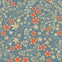 Floral pattern. Flower and leaves seamless background. Flourish ornamental garden wallpaper in retro eastern oriental style vector