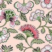 Floral seamlessl pattern. Ornamental backdrop design with fantastic flowers and leaves.  Flourish tiled background. vector