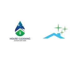 conjunto de plantilla de diseño de logotipo de limpieza de casa vector