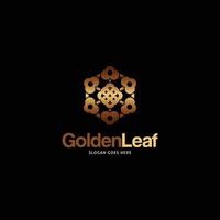 Golden Leaf Logo Design Template Vector Icon Illustration