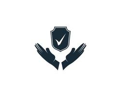 Check Mark Shield and Hand Icon Vector Logo Template Illustration Design