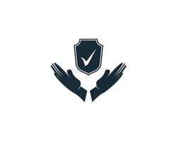 Check Mark Shield and Hand Icon Vector Logo Template Illustration Design