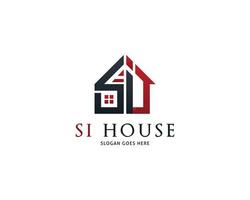 Letter SI with House Logo vector