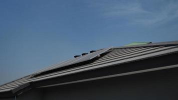 Photovoltaic. Solarcell panel. Solar roof power plant on the roof photo