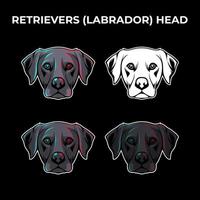Retrievers or Labrador Dog Head Vector Illustration Collection