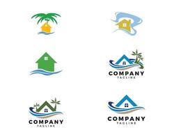 conjunto de plantilla de diseño de logotipo de casa de playa vector