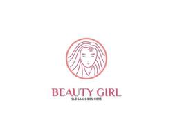 ilustración de vector de diseño de logotipo de cara de mujer, silueta de niña para cosméticos, belleza, salón, salud y spa, temas de moda
