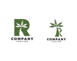 Set of Letter R logo coconut tree icon design vector