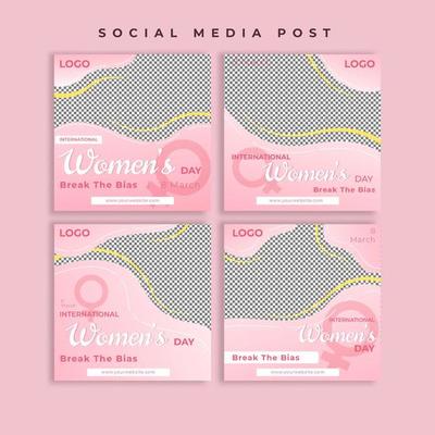 International Women's Day Pink Abstract Social Media Post Design