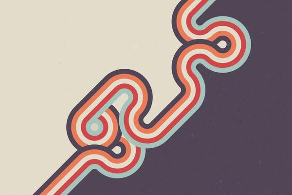 Retro Colorful Striped Lines Background. Vintage Wallpaper with Curved Lines from the Cool 70s